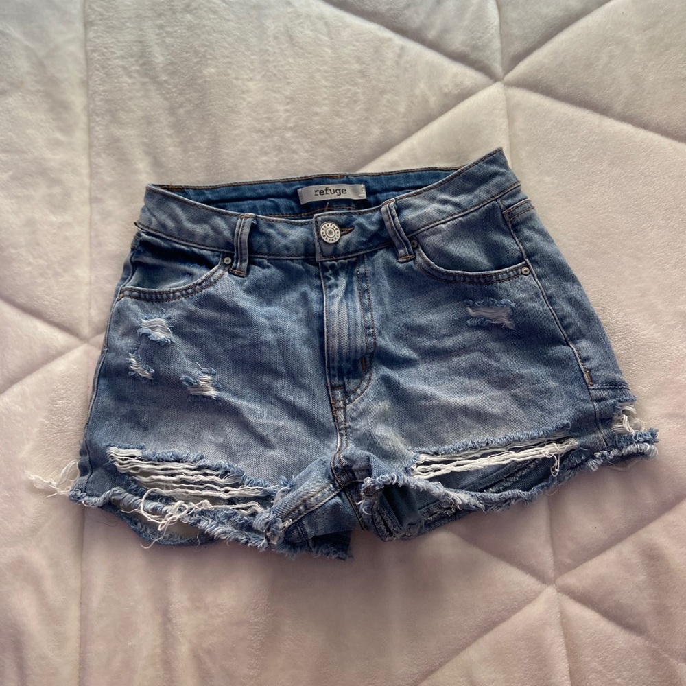 Ripped jean shorts